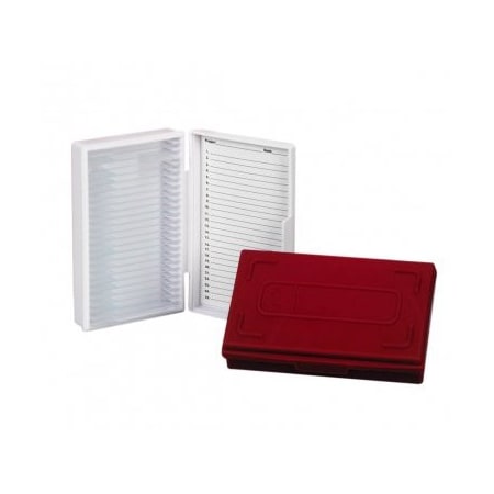 Standard Microscope Slide Boxes, 25 Slide Cap., Red